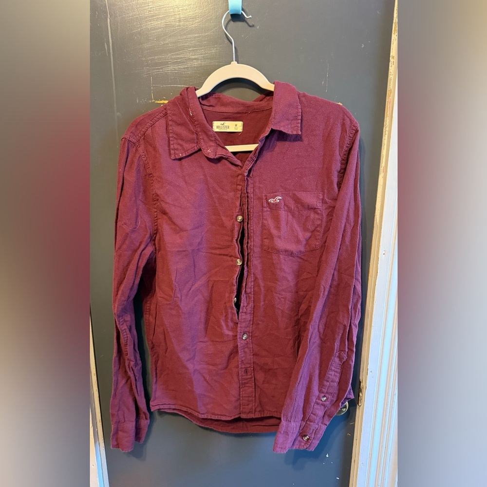 Hollister Maroon Long-Sleeve Shirt